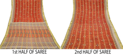 Indian Vintage Sari Printed Pure Cotton Saree Craft Fabric 5Yd Sewing Sarong Wrap Boho Floral Crafting Upcycle Quilting