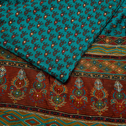 Indian Vintage Sari Green Pure Silk Hand Embroidered Sarees 5Yd Craft Fabric Sewing soft Quilting Crafting Upcycle Ethnic Bollywood sarees