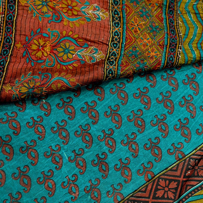 Indian Vintage Sari Green Pure Silk Hand Embroidered Sarees 5Yd Craft Fabric Sewing soft Quilting Crafting Upcycle Ethnic Bollywood sarees