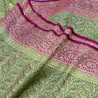 Indian Vintage Sari Heavy Pure Satin Silk Woven Banarasi Brocade Saree Zari 5Yd Ethnic Dress making Crafting Bollywood