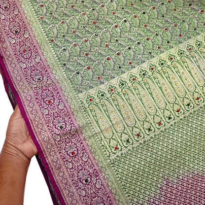 Indian Vintage Sari Heavy Pure Satin Silk Woven Banarasi Brocade Saree Zari 5Yd Ethnic Dress making Crafting Bollywood