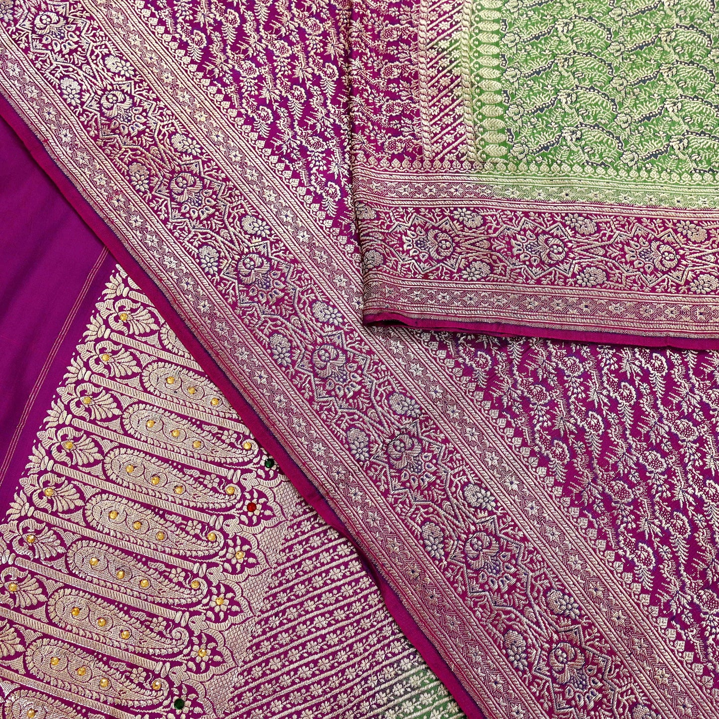 Indian Vintage Sari Heavy Pure Satin Silk Woven Banarasi Brocade Saree Zari 5Yd Ethnic Dress making Crafting Bollywood
