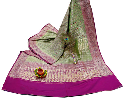 Indian Vintage Sari Heavy Pure Satin Silk Woven Banarasi Brocade Saree Zari 5Yd Ethnic Dress making Crafting Bollywood