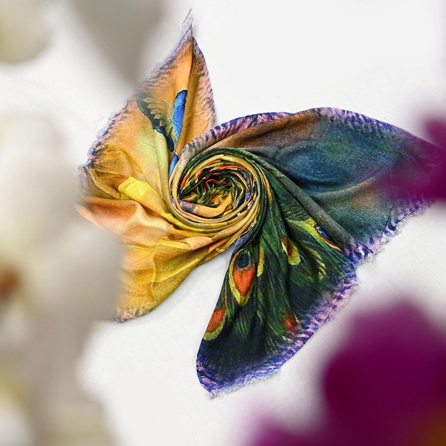 Vintage Long Stole Woolen Scarf Printed Dupatta Infinity Scarves Sarong Wrap Veil Woman Hijab Shawl Craft Fabric