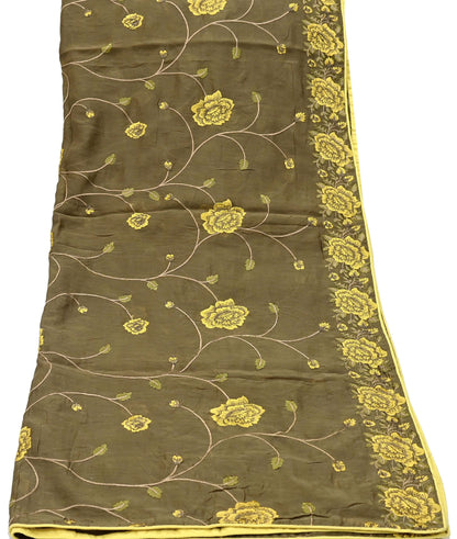 Indian Vintage Dupatta Green Long Stole Pure Silk Embroidered Woven Fabric Scarves Veil Scarf Wrap Soft Hijab Party wear veil