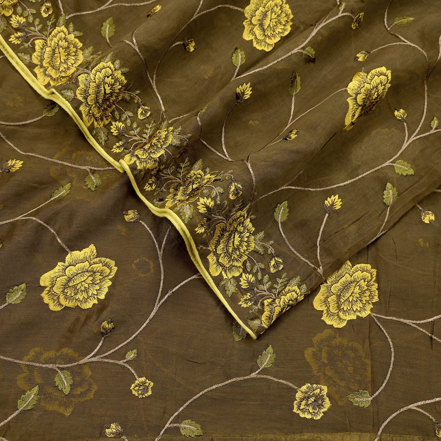 Indian Vintage Dupatta Green Long Stole Pure Silk Embroidered Woven Fabric Scarves Veil Scarf Wrap Soft Hijab Party wear veil