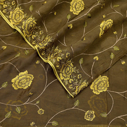 Indian Vintage Dupatta Green Long Stole Pure Silk Embroidered Woven Fabric Scarves Veil Scarf Wrap Soft Hijab Party wear veil