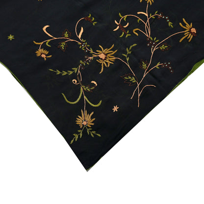 Indian Vintage Dupatta Black Pure Georgette silk Long Stole Hand Embroidered Scarves Stole Veil Wrap