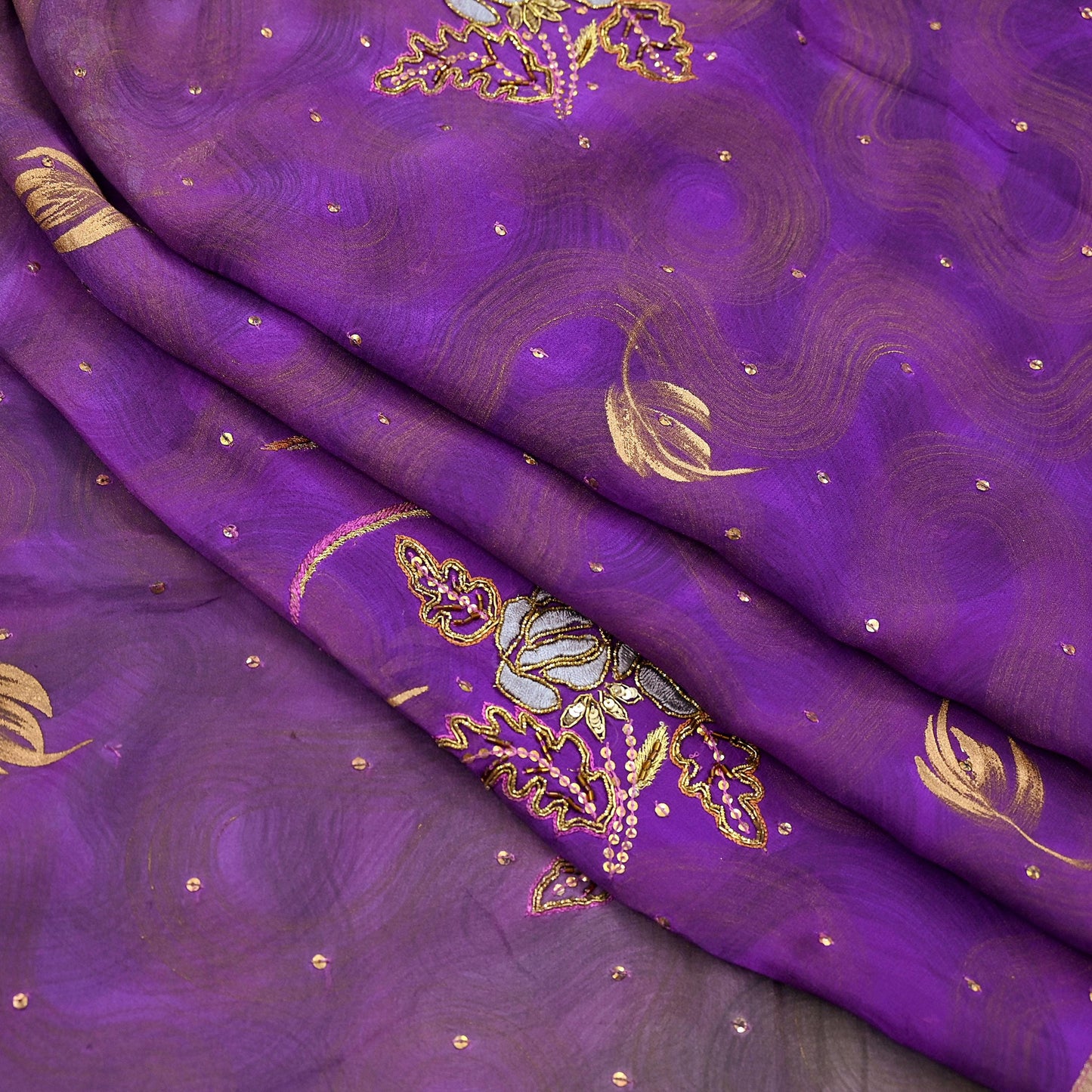 Indian Vintage Heavy Sarees Pure Georgette Silk Hand Embroidered Sari Fabric 6Yd Sewing Ethnic Zardozi/dabka zari Wedding sarees