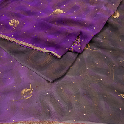 Indian Vintage Heavy Sarees Pure Georgette Silk Hand Embroidered Sari Fabric 6Yd Sewing Ethnic Zardozi/dabka zari Wedding sarees