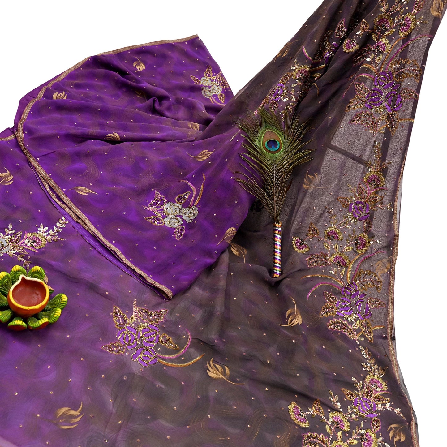 Indian Vintage Heavy Sarees Pure Georgette Silk Hand Embroidered Sari Fabric 6Yd Sewing Ethnic Zardozi/dabka zari Wedding sarees