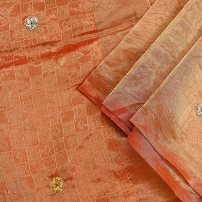 Indian Vintage Dupatta Orange Long Stole Hand Embroidered Pure Tissue Silk Scarves Veil Zardozi Zari Soft Scarf Wrap Boho