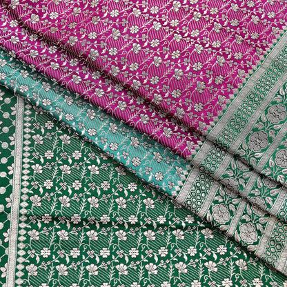 Indian Vintage Sari Heavy Pure Satin Silk Woven Banarasi Brocade Saree Zari 5Yd Ethnic Dress making Crafting Bollywood