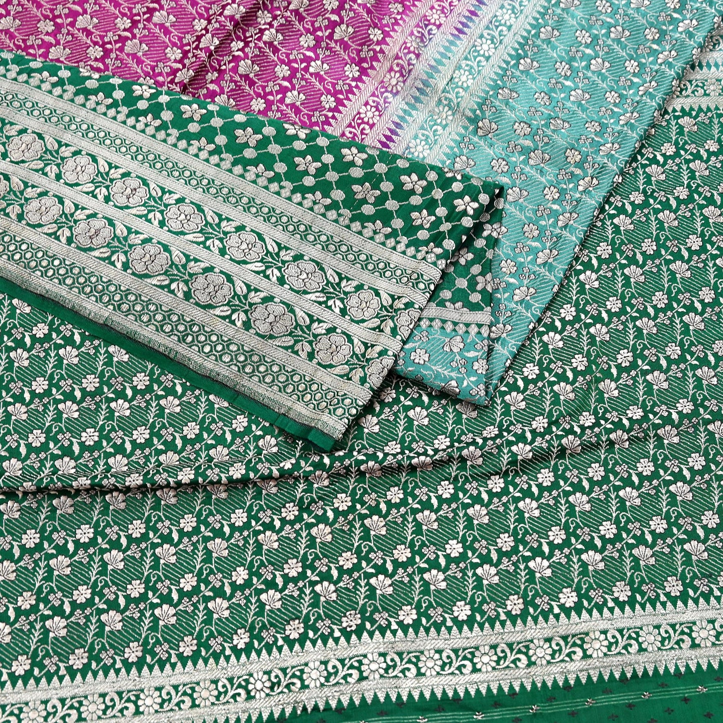 Indian Vintage Sari Heavy Pure Satin Silk Woven Banarasi Brocade Saree Zari 5Yd Ethnic Dress making Crafting Bollywood