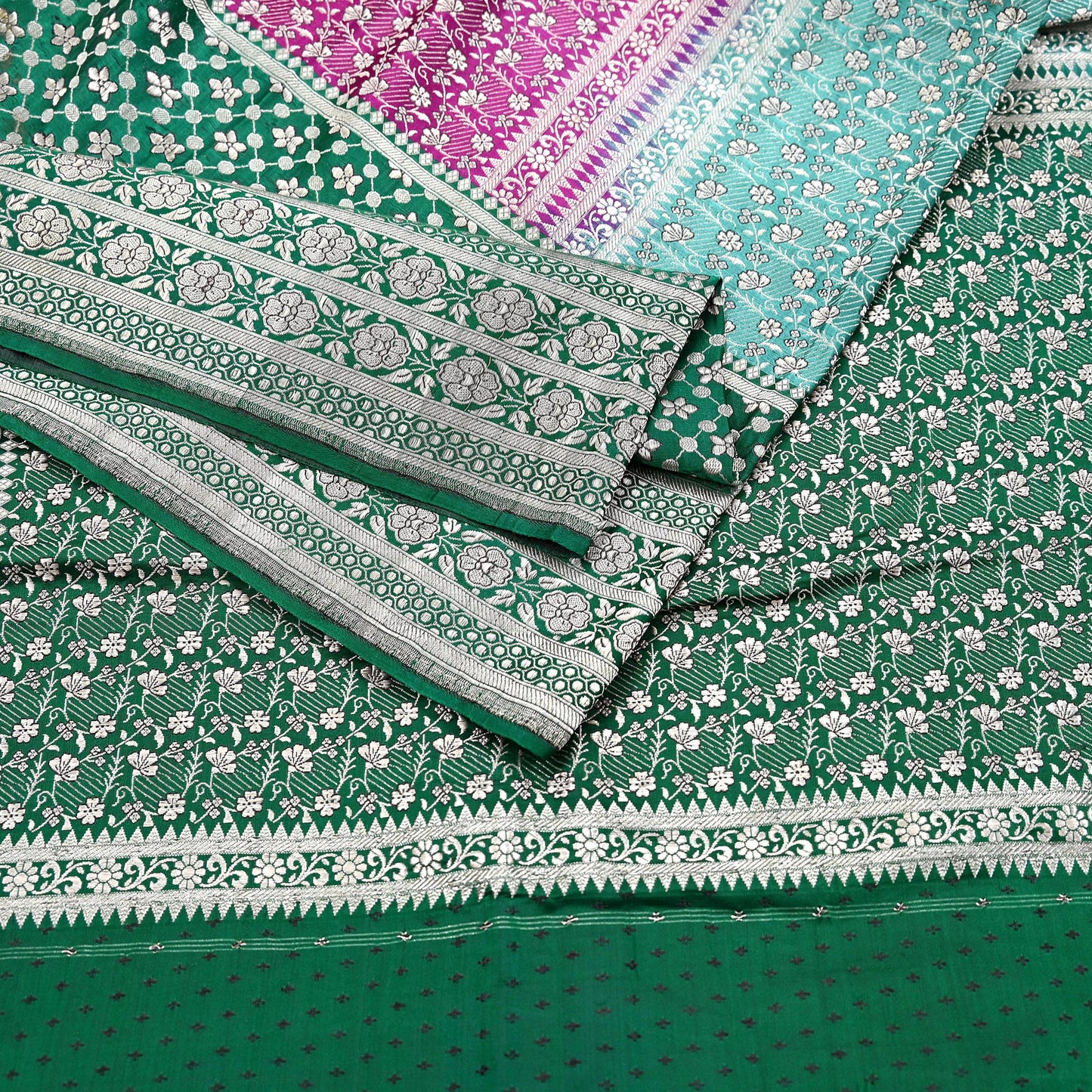 Indian Vintage Sari Heavy Pure Satin Silk Woven Banarasi Brocade Saree Zari 5Yd Ethnic Dress making Crafting Bollywood