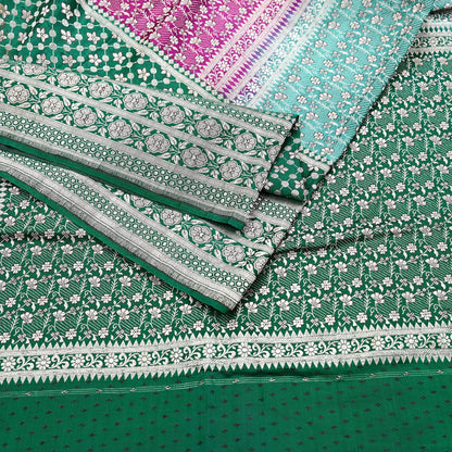 Indian Vintage Sari Heavy Pure Satin Silk Woven Banarasi Brocade Saree Zari 5Yd Ethnic Dress making Crafting Bollywood