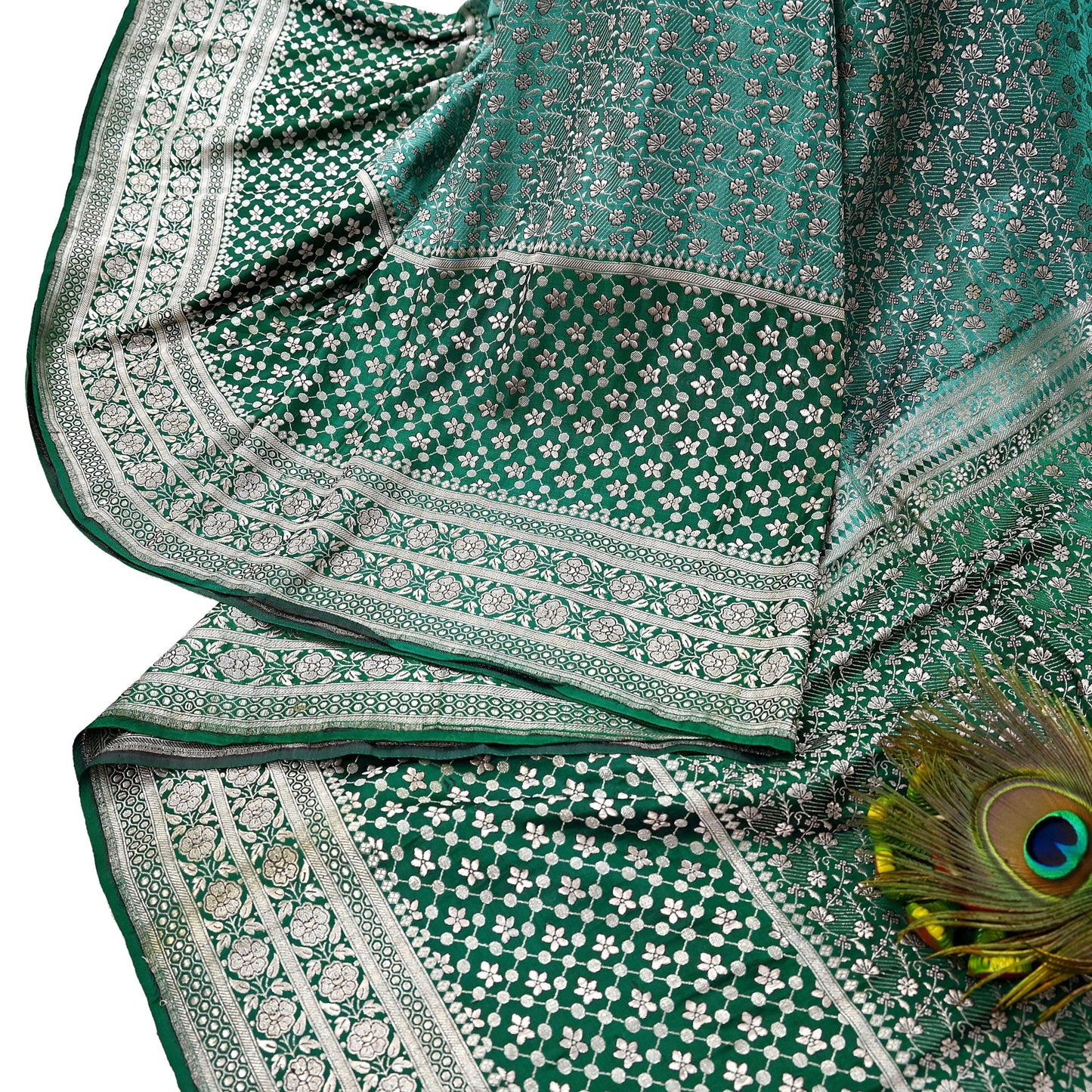 Indian Vintage Sari Heavy Pure Satin Silk Woven Banarasi Brocade Saree Zari 5Yd Ethnic Dress making Crafting Bollywood