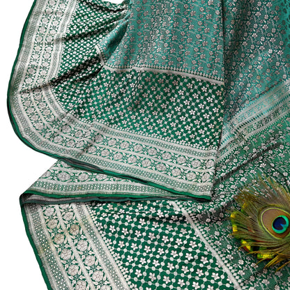 Indian Vintage Sari Heavy Pure Satin Silk Woven Banarasi Brocade Saree Zari 5Yd Ethnic Dress making Crafting Bollywood