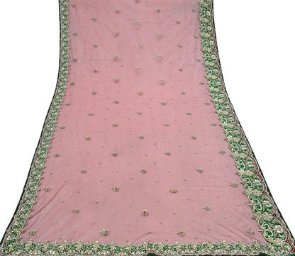 Indian Vintage Heavy Red Dupatta Net Mesh Long Stole Hand Embroidered Scarves Golden Zardozi Dabka Zari Stole Bridal/ Wedding veil