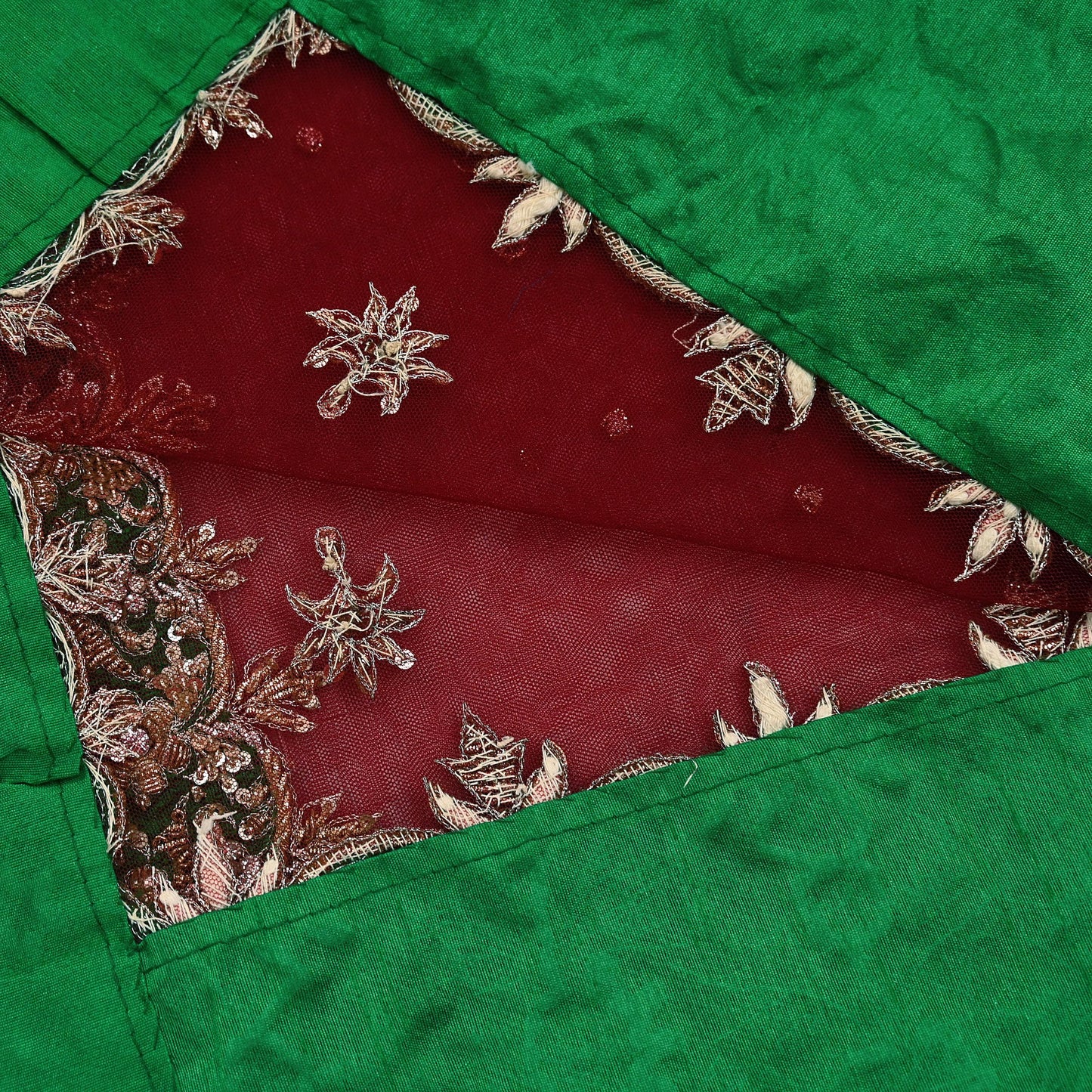 Indian Vintage Heavy Red Dupatta Net Mesh Long Stole Hand Embroidered Scarves Golden Zardozi Dabka Zari Stole Bridal/ Wedding veil