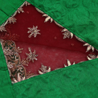 Indian Vintage Heavy Red Dupatta Net Mesh Long Stole Hand Embroidered Scarves Golden Zardozi Dabka Zari Stole Bridal/ Wedding veil