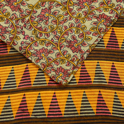 Indian Vintage Green Saree Printed Pure Cotton Sari Craft Fabric Soft 5Yd Sewing Sarong Wrap Boho Floral Dress making Crafting Quilting