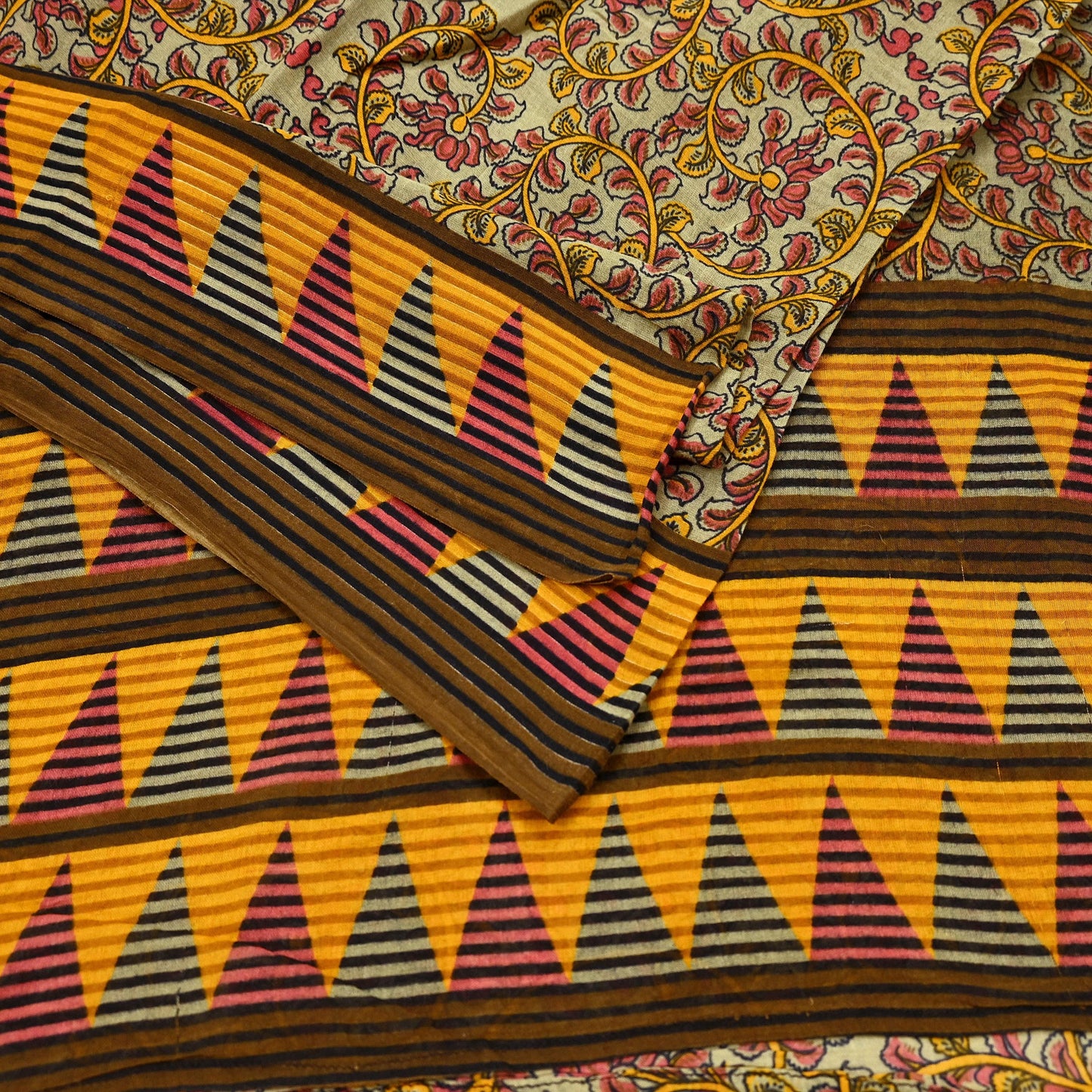 Indian Vintage Green Saree Printed Pure Cotton Sari Craft Fabric Soft 5Yd Sewing Sarong Wrap Boho Floral Dress making Crafting Quilting