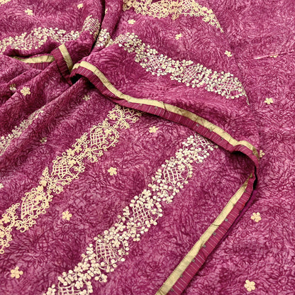 Indian Vintage Sari Hand Embroidered Pure Georgette Silk Sarees Craft Fabric 6Yd Sequins Wedding Sarees Quilting Crafting Upcycle