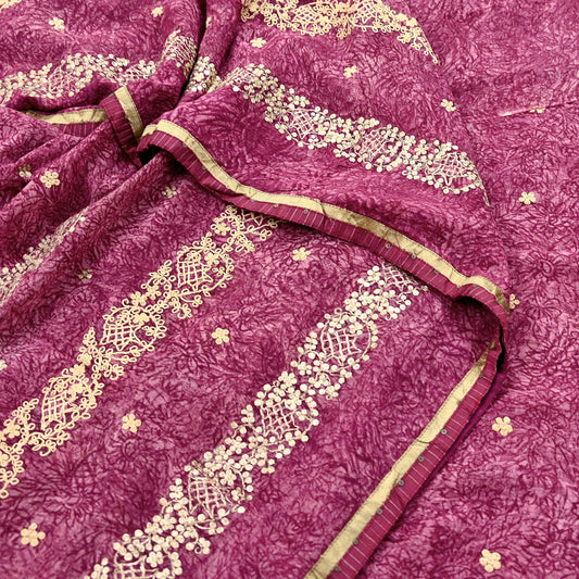 Indian Vintage Sari Hand Embroidered Pure Georgette Silk Sarees Craft Fabric 6Yd Sequins Wedding Sarees Quilting Crafting Upcycle