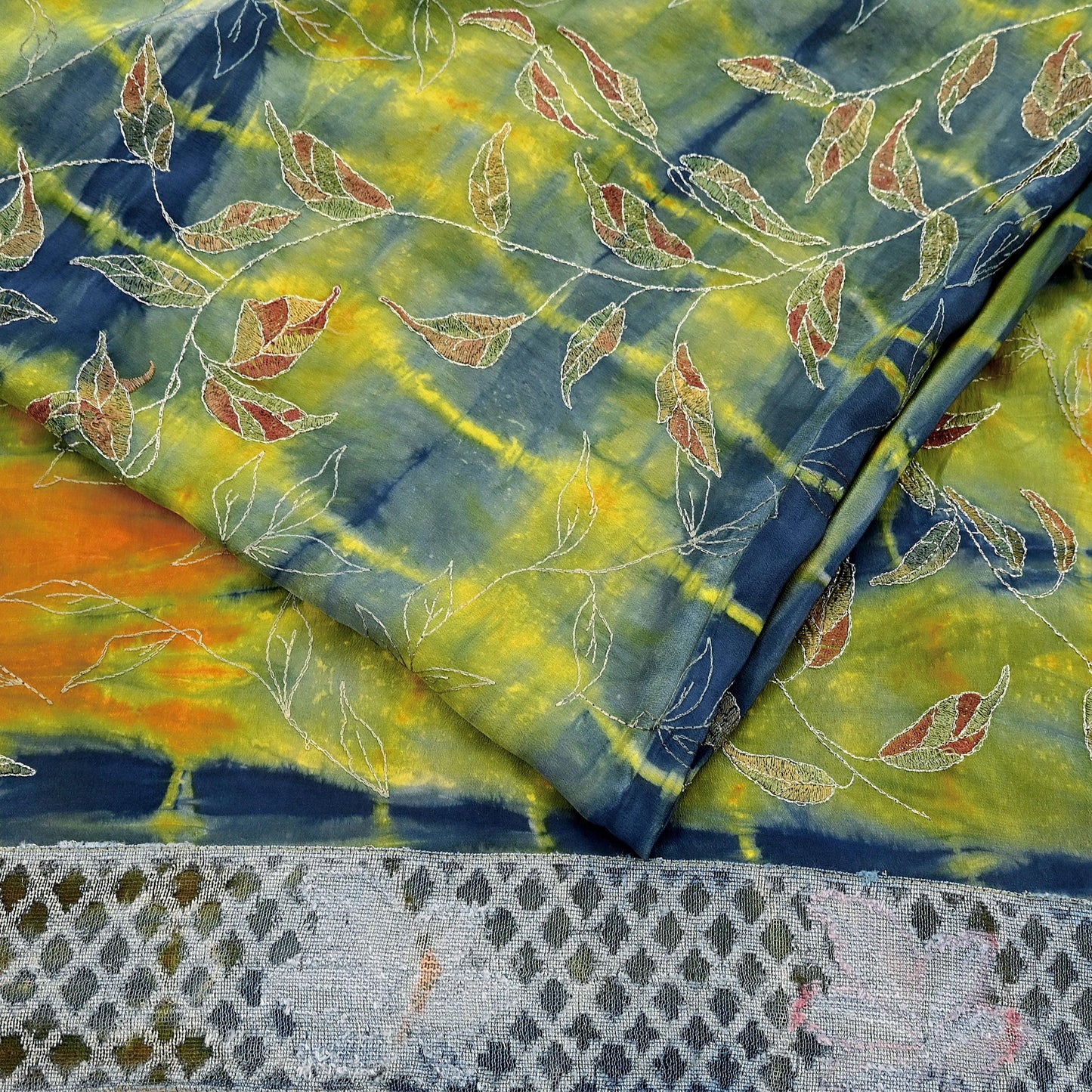 Indian Vintage Sari Multi Pure Crepe Silk Hand Embroidered Sarees 6yd Sewing Floral Craft Zari Dress making Crafting Quilting