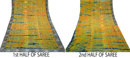 Indian Vintage Sari Multi Pure Crepe Silk Hand Embroidered Sarees 6yd Sewing Floral Craft Zari Dress making Crafting Quilting