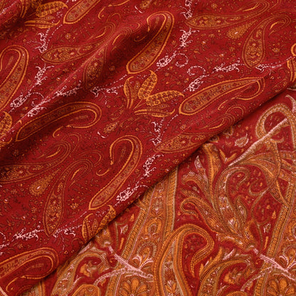 Women Vintage Sari Maroon Pure Georgette Silk Printed Saree Craft Fabric Sewing 5Yard Soft Light Dress Making Floral
