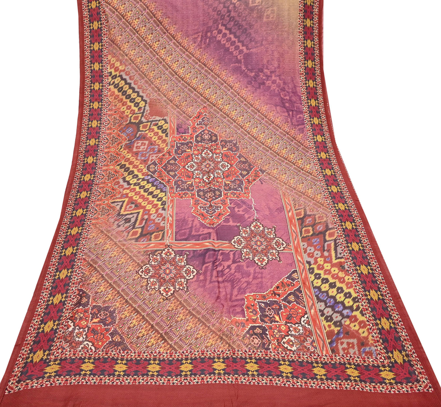 Vintage Multi Saree Artificial Silk Digital Printed Sari Sewing 6yd Craft Fabric Soft Floral Crafting Dress Making Crafting Quilting Upcycle