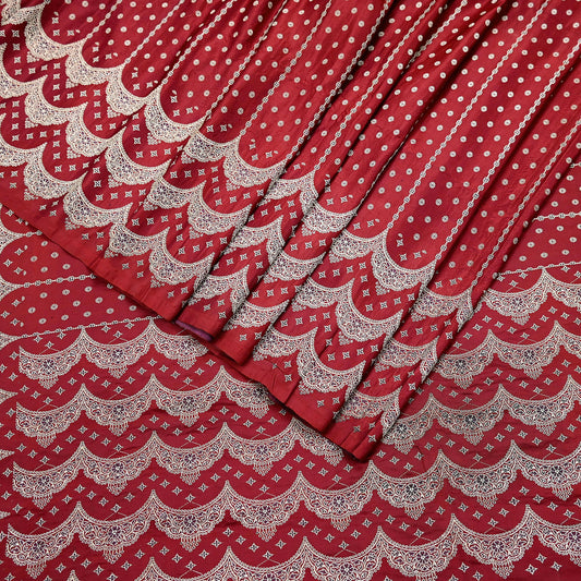 Indian Vintage Heavy Bridal Sari Maroon Pure Satin Silk Woven Banarasi Sarees Zari 5Yd Wedding Dress making Crafting Craft Fabric Quilting