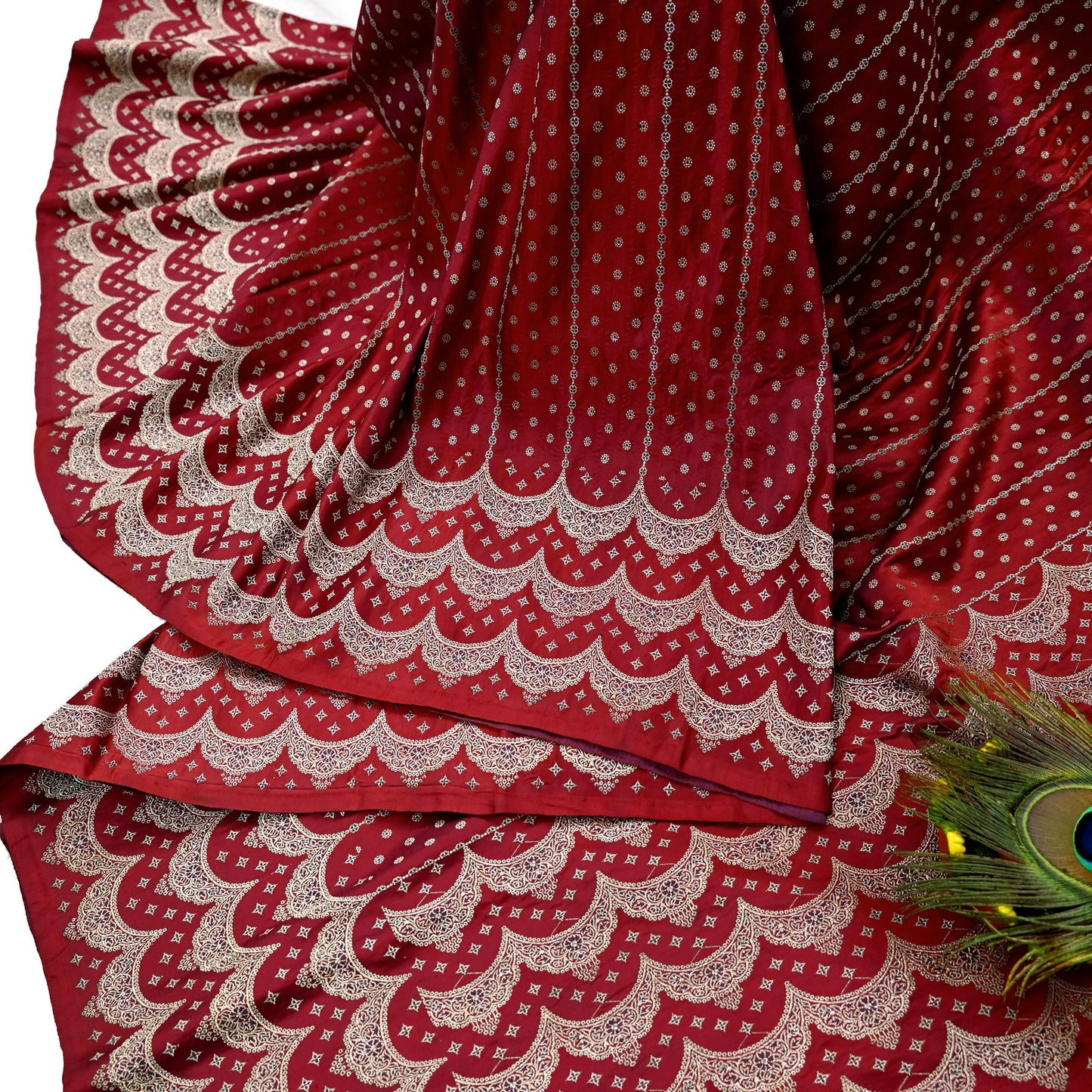 Indian Vintage Heavy Bridal Sari Maroon Pure Satin Silk Woven Banarasi Sarees Zari 5Yd Wedding Dress making Crafting Craft Fabric Quilting