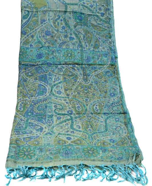 Indian Vintage Long Stole Pure Woolen Scarf Printed Dupatta Infinity Scarves Sarong Wrap Veil Woman Hijab Craft Fabric Fringes