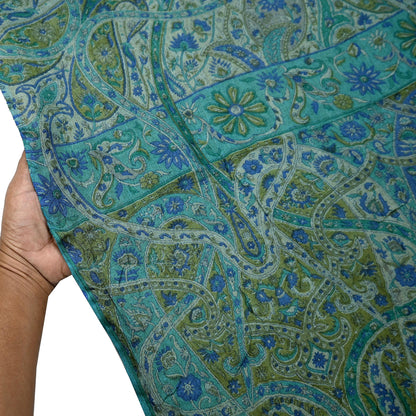 Indian Vintage Long Stole Pure Woolen Scarf Printed Dupatta Infinity Scarves Sarong Wrap Veil Woman Hijab Craft Fabric Fringes