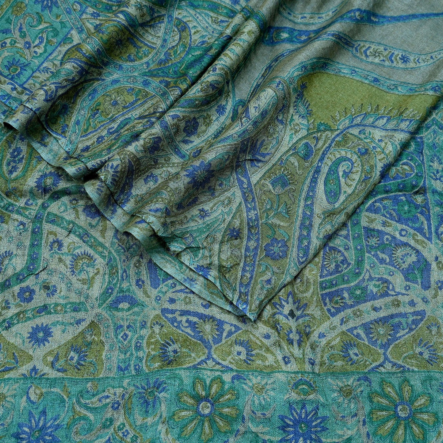 Indian Vintage Long Stole Pure Woolen Scarf Printed Dupatta Infinity Scarves Sarong Wrap Veil Woman Hijab Craft Fabric Fringes