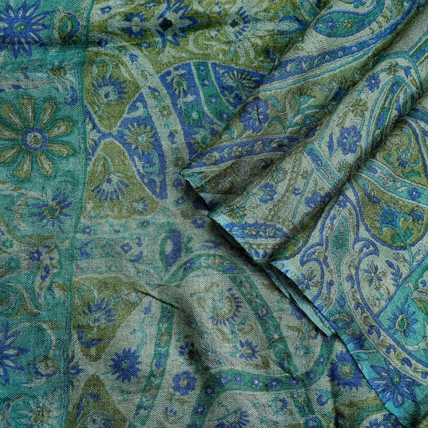 Indian Vintage Long Stole Pure Woolen Scarf Printed Dupatta Infinity Scarves Sarong Wrap Veil Woman Hijab Craft Fabric Fringes