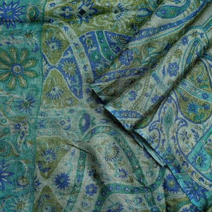 Indian Vintage Long Stole Pure Woolen Scarf Printed Dupatta Infinity Scarves Sarong Wrap Veil Woman Hijab Craft Fabric Fringes