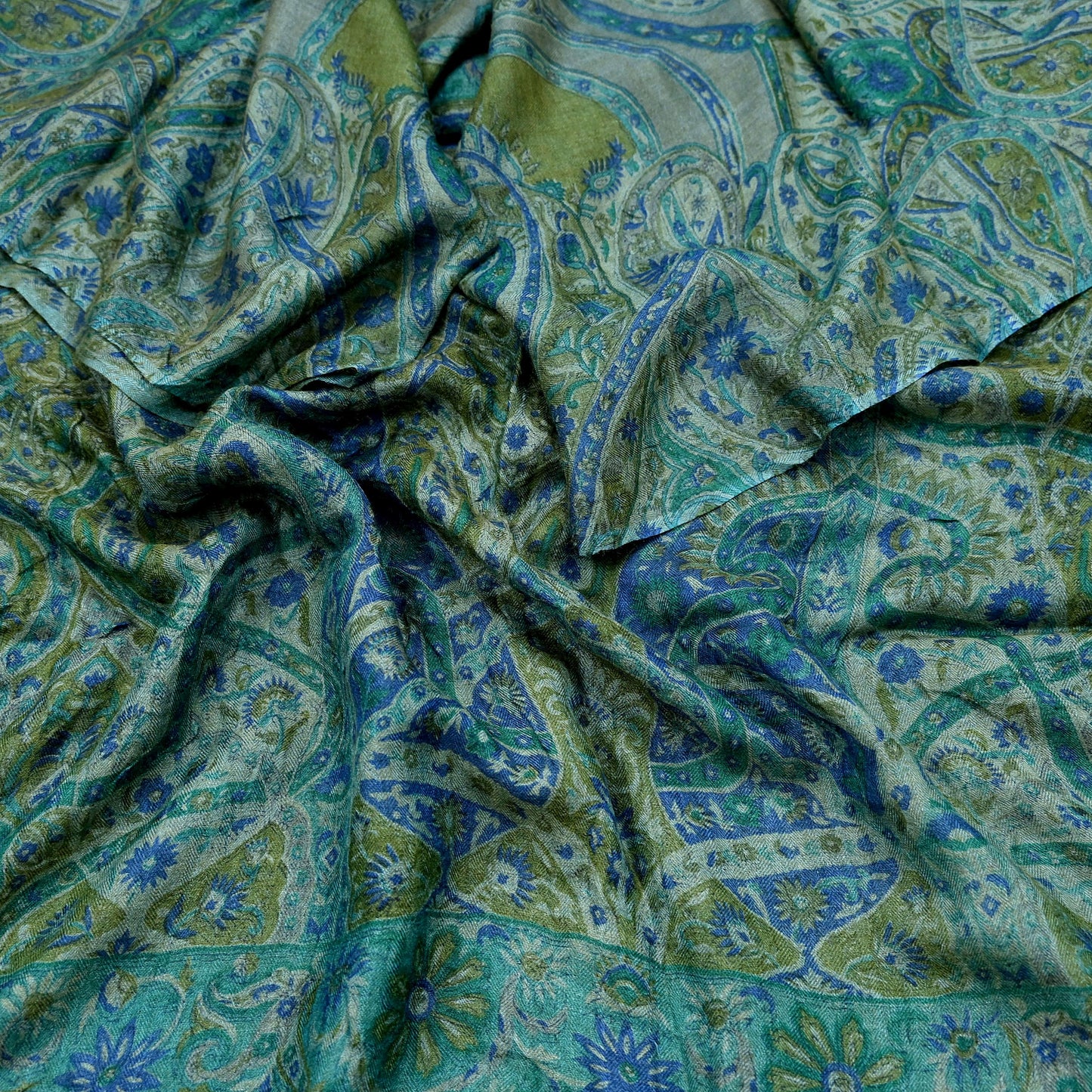 Indian Vintage Long Stole Pure Woolen Scarf Printed Dupatta Infinity Scarves Sarong Wrap Veil Woman Hijab Craft Fabric Fringes