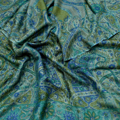 Indian Vintage Long Stole Pure Woolen Scarf Printed Dupatta Infinity Scarves Sarong Wrap Veil Woman Hijab Craft Fabric Fringes