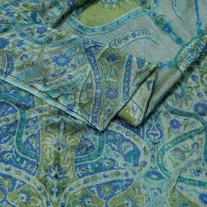 Indian Vintage Long Stole Pure Woolen Scarf Printed Dupatta Infinity Scarves Sarong Wrap Veil Woman Hijab Craft Fabric Fringes