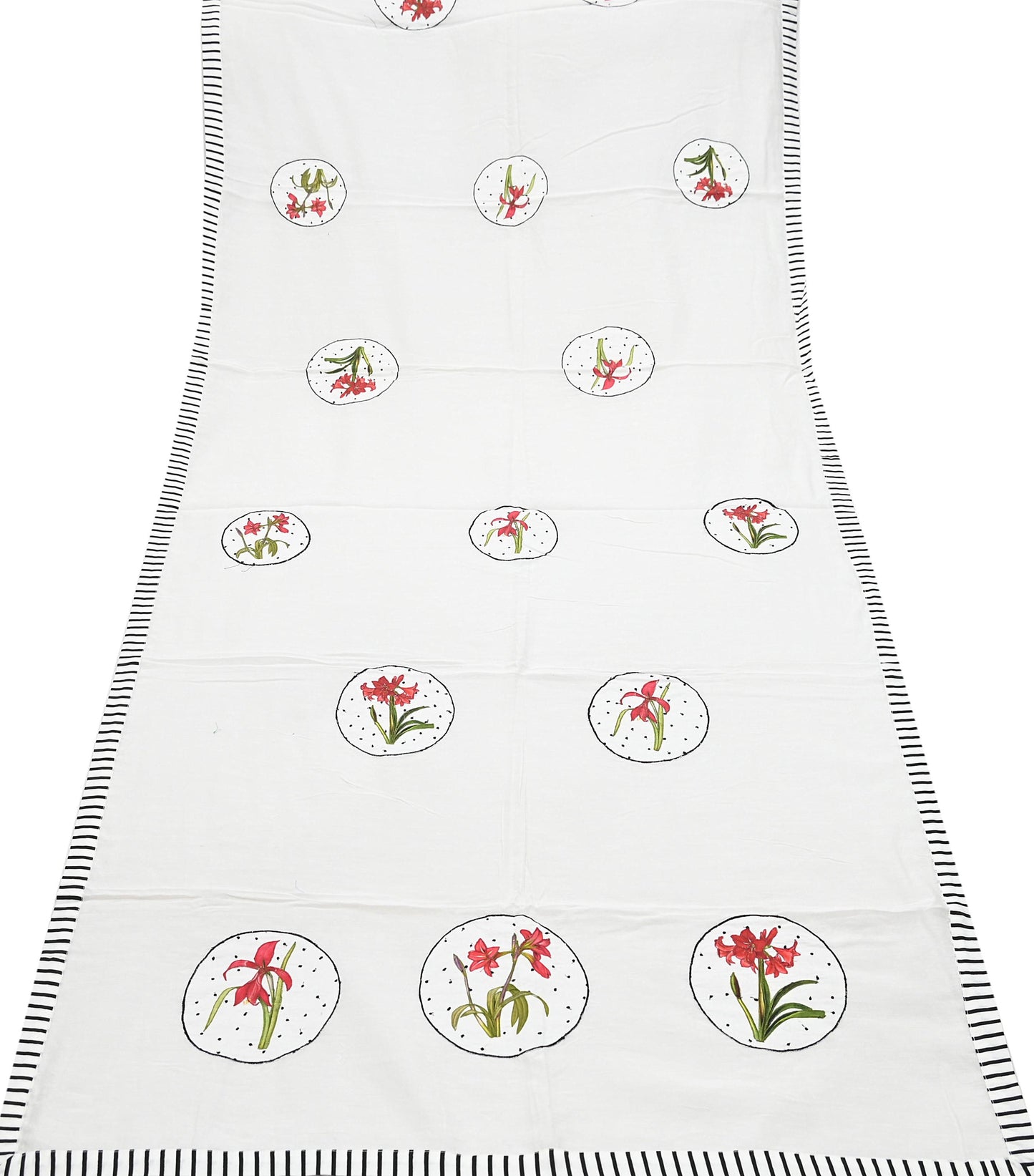 Indian Vintage White Dupatta Long Stole Embroidery Chanderi Scarves Veil