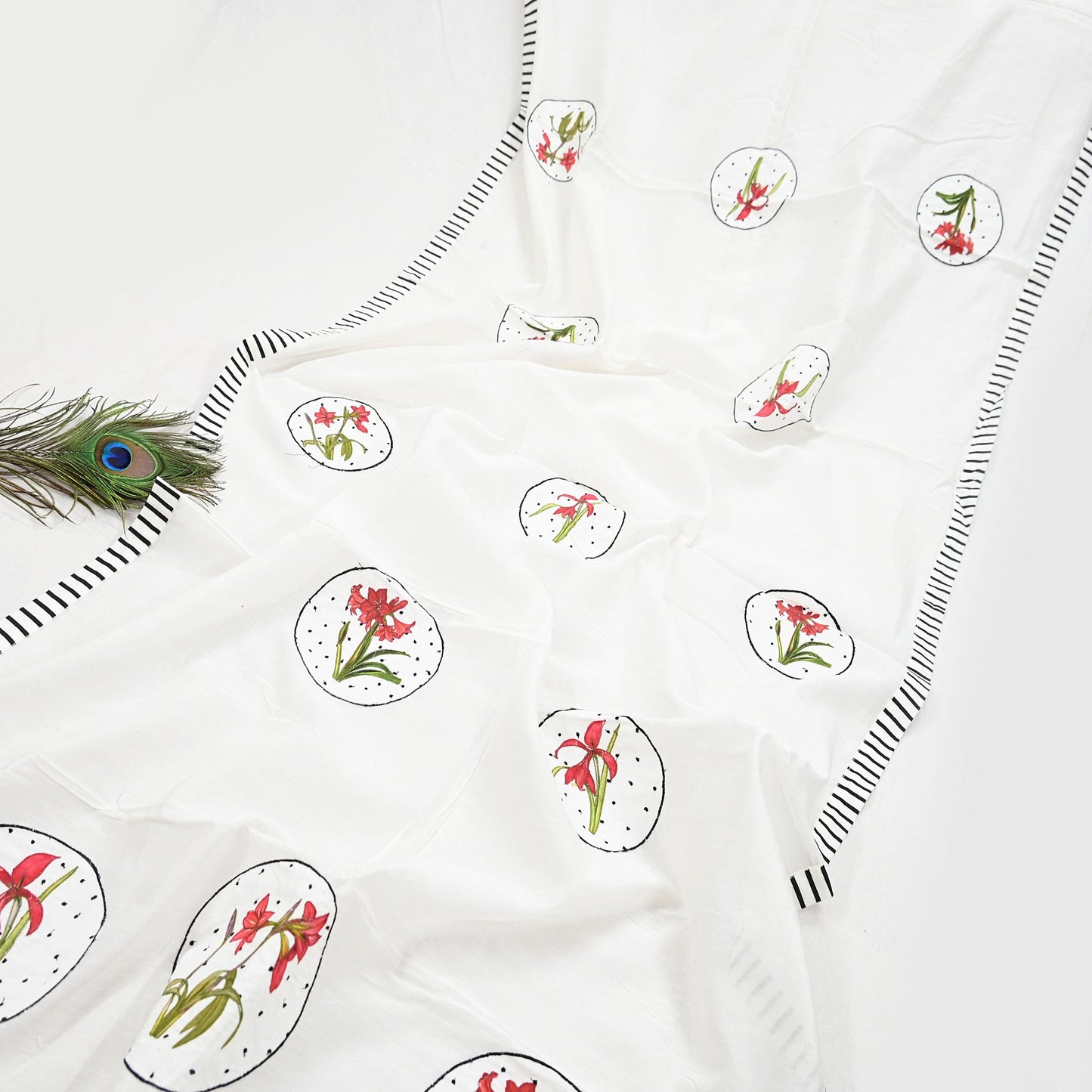 Indian Vintage White Dupatta Long Stole Embroidery Chanderi Scarves Veil