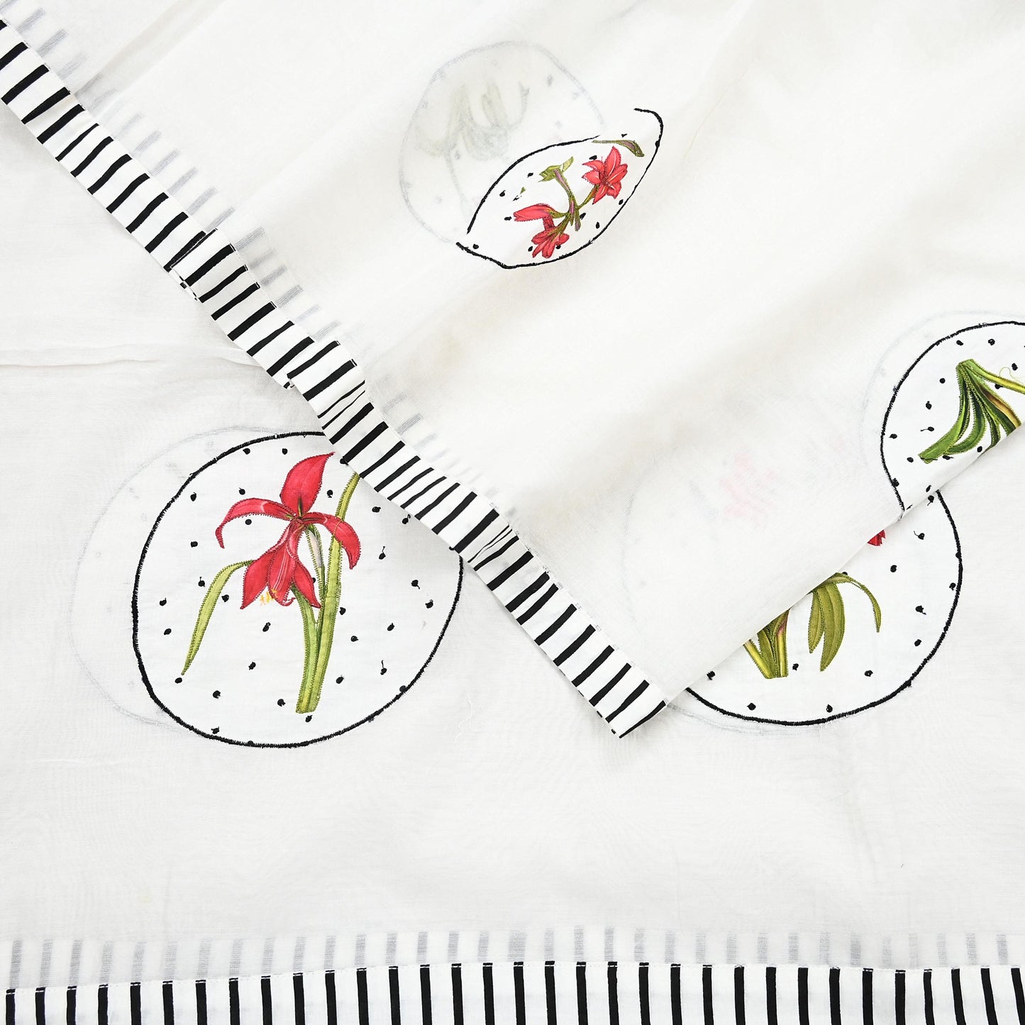 Indian Vintage White Dupatta Long Stole Embroidery Chanderi Scarves Veil