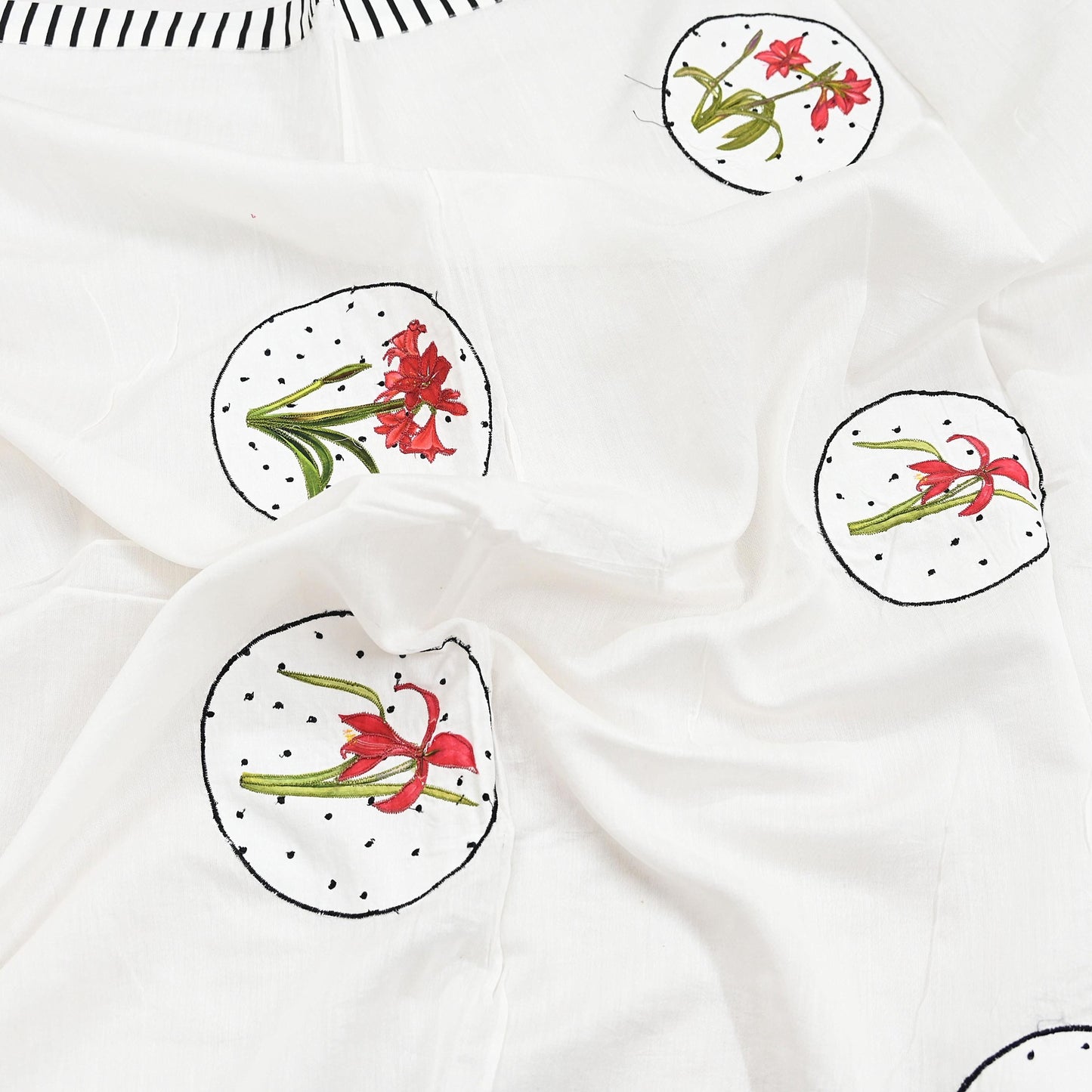 Indian Vintage White Dupatta Long Stole Embroidery Chanderi Scarves Veil