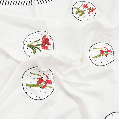 Indian Vintage White Dupatta Long Stole Embroidery Chanderi Scarves Veil