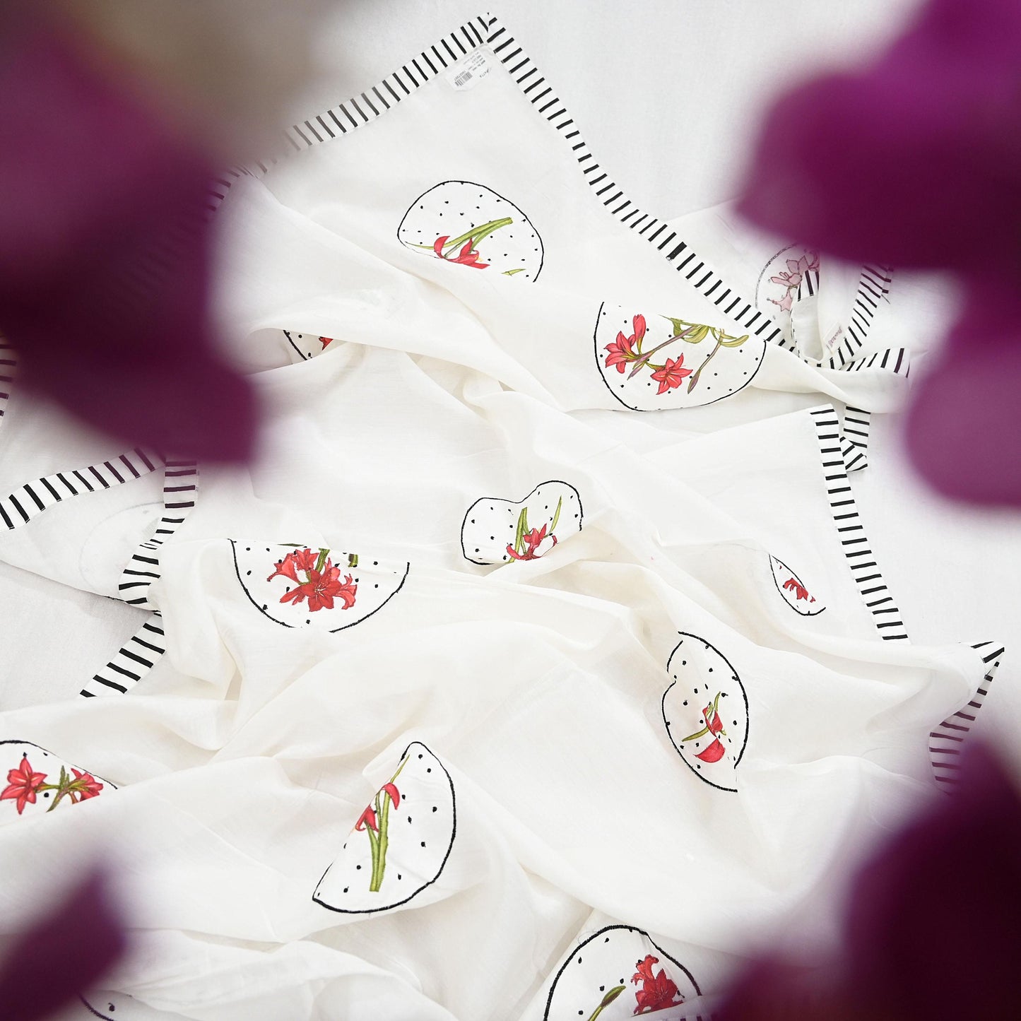 Indian Vintage White Dupatta Long Stole Embroidery Chanderi Scarves Veil