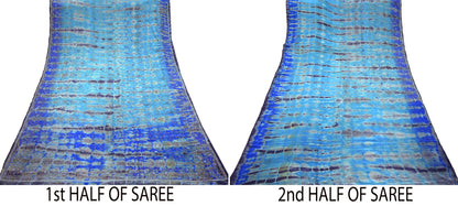 Indian Vintage Saree Pure Crepe Silk Hand Embroidered Tie-Dye Sari Fabric 5yard Sewing Craft Fabric Ethnic Dressmaking Crafting Zardozi Zari